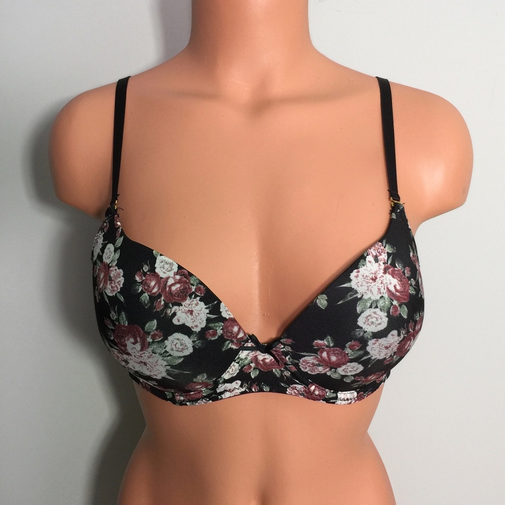 Carrie Amber Intimates Black Floral Demi Bra